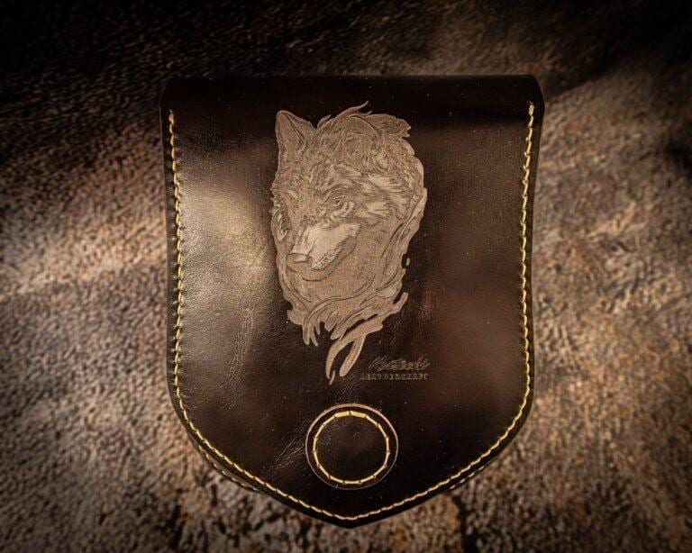 Hand-Carved Wolf Belt Pouch